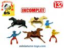 Les cow boys en figurines plastique 1960 par BS Beuzen Sordet au 1/32e incomplets