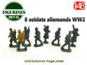 Un ensemble de 8 petits soldats allemands WW2 en figurines métal au 1/48e
