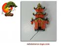 La pagode rouge du jardin japonais miniature vintage