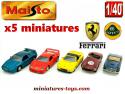 Les quatre Ferrari et une Lotus en miniatures Maisto Shell au 1/40e
