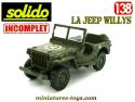 La Jeep Willys militaire en miniature Solido incomplète au 1/38e