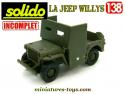 La Jeep Willys avec blindage frontale en miniature Solido au 1/38e incomplète