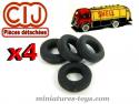 Lot de 4 pneus noirs pour le Panhard Movic citerne BP Shell miniature de CIJ