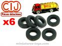 Les 6 pneus pour les Renault R 4145 et Panhard Movic citerne miniatures CIJ