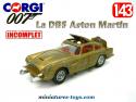 La DB5 Aston Martin James Bond 007 miniature par Corgi au 1/43e incomplète