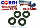 4 Pneus Corgi-Toys 20/11 noirs pour vos camions miniatures Corgi