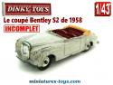 Le coupé Bentley S2 miniature de Dinky Toys France au 1/43e incomplet