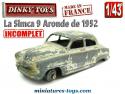 La Simca 9 Aronde berline miniature de Dinky Toys au 1/43e incomplète