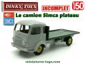 Le camion Simca cargo miroitier en miniature de Dinky Toys au 1/50e incomplet