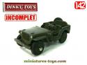 La Jeep Willys Hotchkiss miniature de Dinky Toys France au 1/42e incomplète
