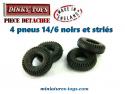 4 pneus Dinky Toys 14/6 noirs et striés pour vos voitures miniatures Dinky GB