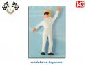 La figurine du pilote de course blond en miniature métal au 1/43e