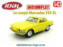 Le coupé Mercedes 350 SL jaune en miniature par Joal au 1/43e incomplet