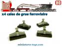 Les quatre cales de la grue ferroviaire lourde Cockerill miniature de Jouef au H0 