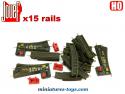Un lot de 15 rails et aiguillages avec ballast pour trains Jouef des années 1960