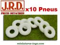 10 pneus 19/7 blancs et striés pour camions miniatures JRD type Unic Hafa etc