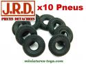Un lot de 10 pneus 19/7 noirs et striés pour camions miniatures JRD