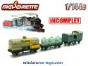 Les trois wagons miniatures de Majorette Rail Route au 1/143e incomplets