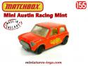 La Mini Austin Racing Mint rouge en miniature de Matchbox England au 1/55e