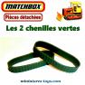 Les deux chenilles vertes du Bulldozer Caterpillar miniature Matchbox King Size