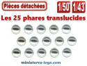 Un ensemble de 25 phares translucides de 3 mm pour miniatures au 1/43e 1/50e
