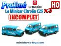 3 Minicar Citroën C25 Louez Valem en miniatures Praliné au 1/87e HO incomplets