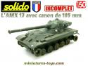 Le char français AMX 13 canon 105mm en miniature Solido au 1/50e incomplet