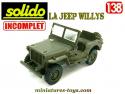 La Jeep Willys militaire en miniature Solido incomplète au 1/38e