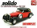 Le cabriolet Delage D8 120 miniature de Solido âge d'or au 1/43e incomplet