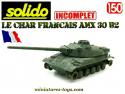 Le char français AMX 30 B2 en miniature par Solido au 1/50e incomplet