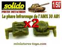 Deux visées laser phares infrarouges du char AMX30 miniature Solido au 1/50e
