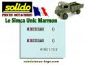 La planche de marquage français du Simca Marmon Unic militaire Solido au 1/50e
