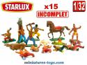 Un lot de 15 indiens en figurines Starlux au 1/32e incomplets