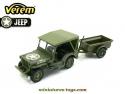 La Jeep Willys bâchée avec sa remorque en miniature de Verem au 1/38e