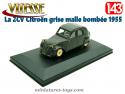 La 2CV Citroën grise 1955 malle bombée en miniature de Vitesse au 1/43e