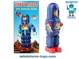 Le robot jouet Robby a visage d'enfant de style ancien vintage reproduit en métal