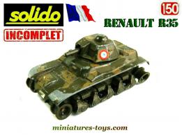 Le char français Renault R35 1940 en miniature de Solido incomplet au 1/50e