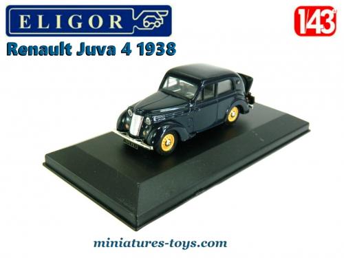 La Renault Juva 4 bleue de 1938 en voiture miniature par Eligor au 1/43e  miniatures-toys